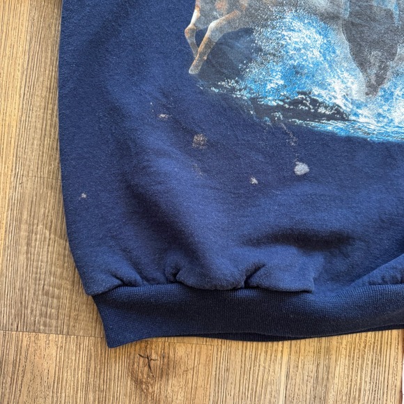 VTG Jerzees Wild Horses Country Western Crewneck Sweatshirt Blue Medium - Picture 6 of 9